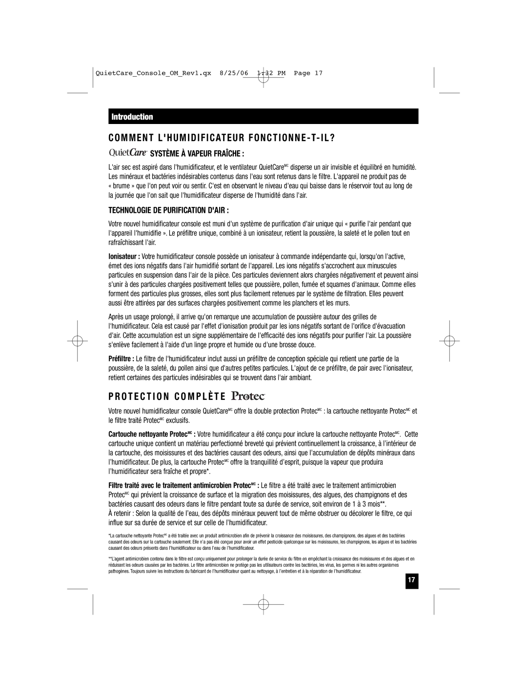 Honeywell HCM-6009 owner manual Système À Vapeur Fraîche, Technologie DE Purification Dair 