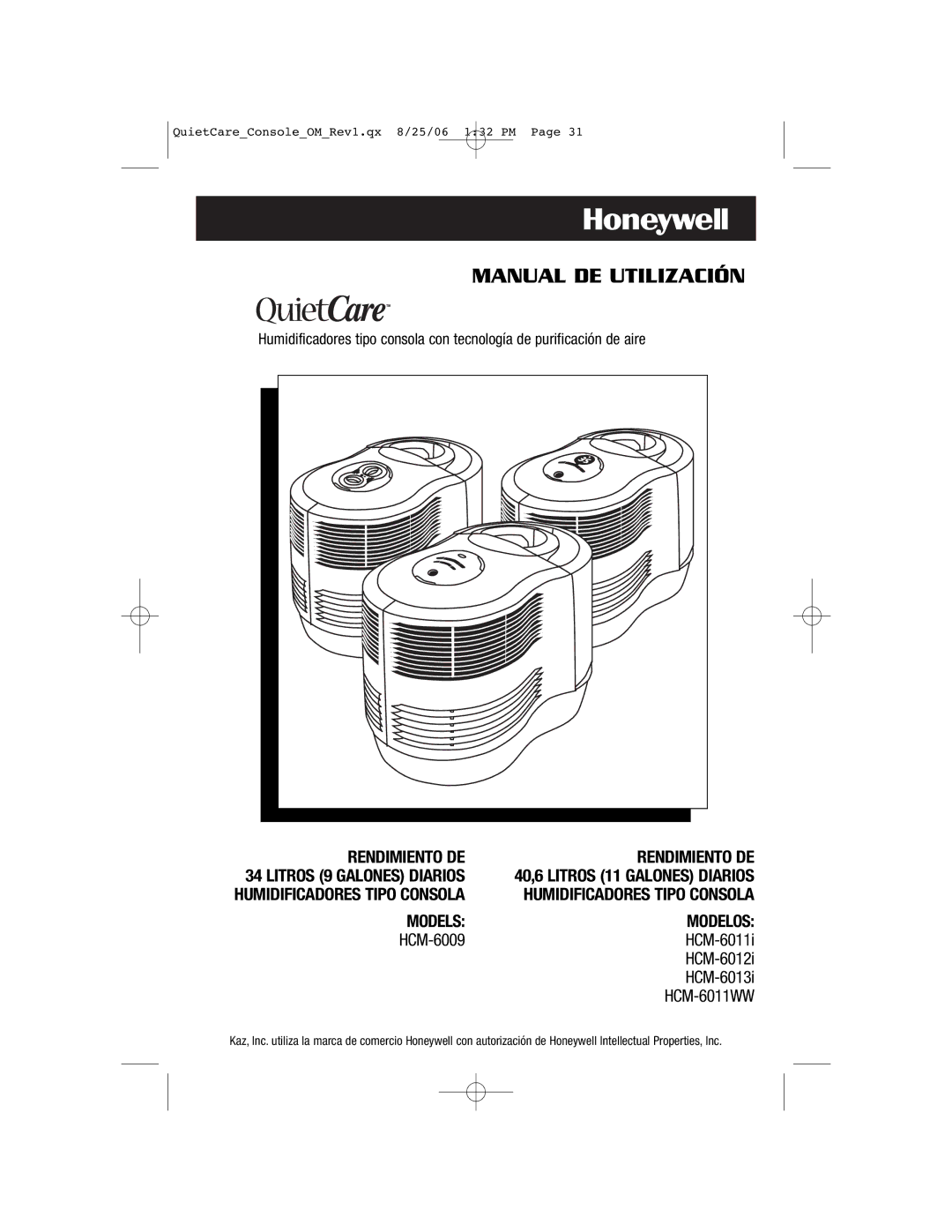 Honeywell HCM-6009 owner manual Manual DE Utilización 