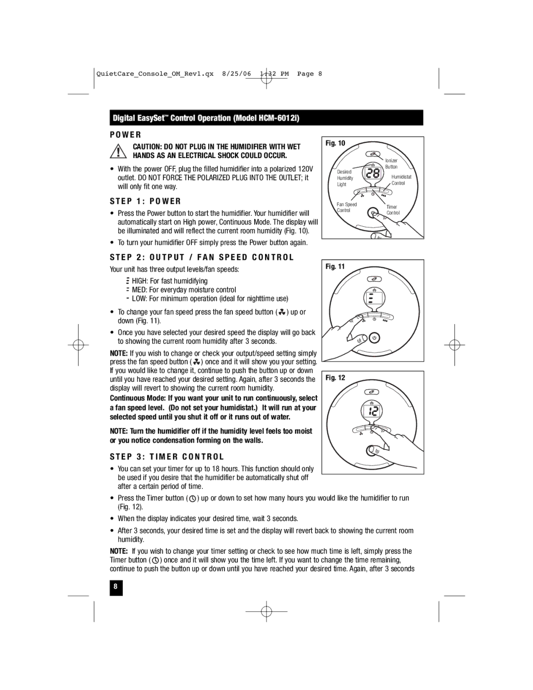 Honeywell HCM-6009 owner manual E P 3 T I M E R C O N T R O L, E P 2 O U T P U T / F a N S P E E D C O N T R O L 