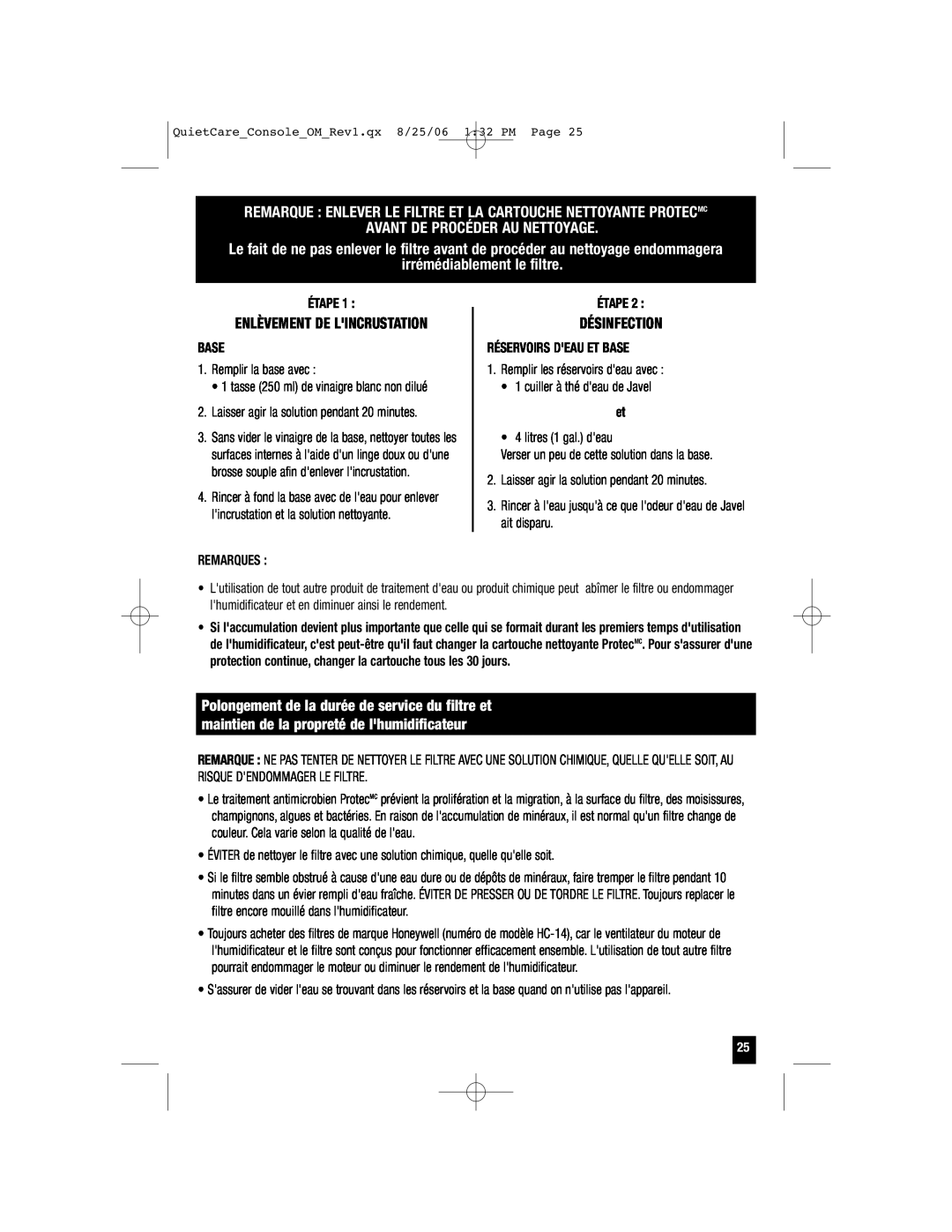 Honeywell HCM-6009 owner manual Avant De Procéder Au Nettoyage 