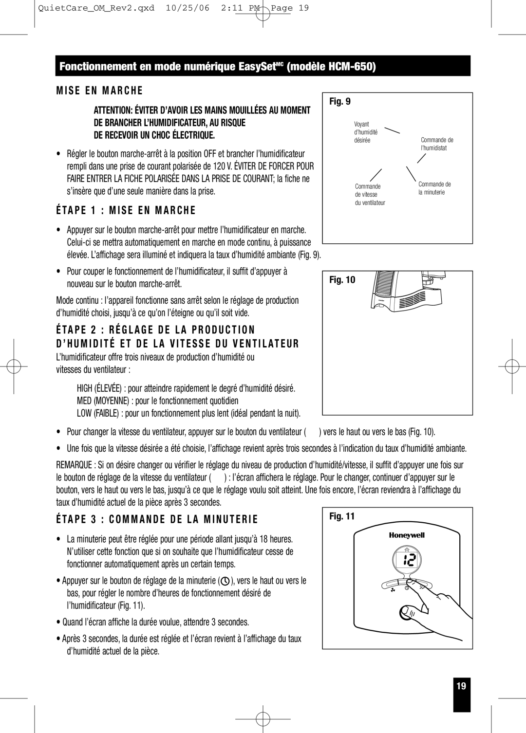 Honeywell HCM-630 Series Fonctionnement en mode numérique EasySetMC modèle HCM-650, DE Recevoir UN Choc Électrique 