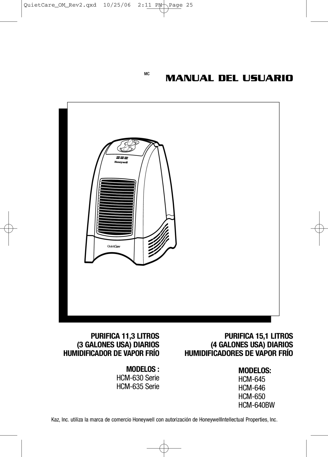 Honeywell HCM-630 Series, HCM-635 Series owner manual Manual DEL Usuario 