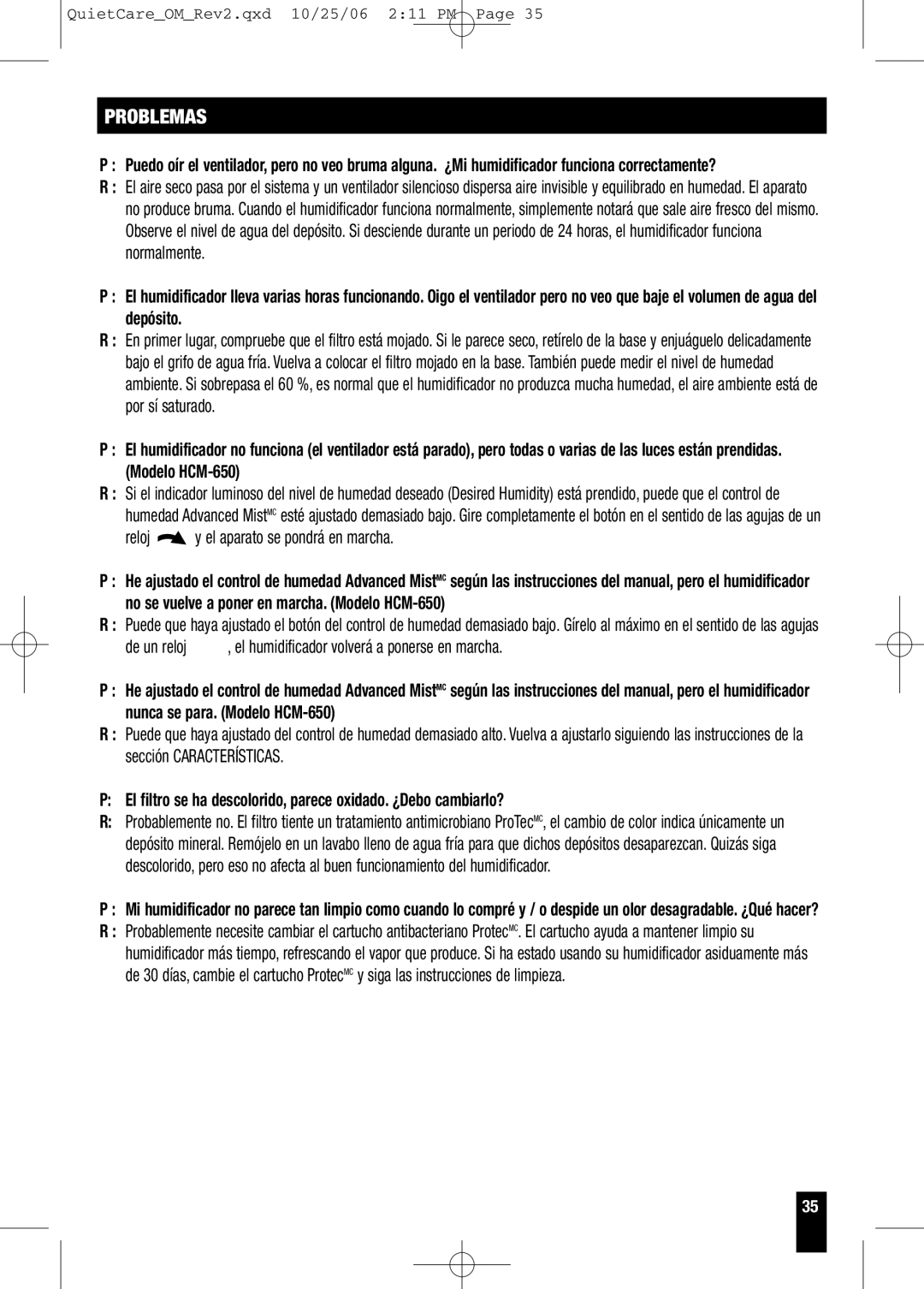 Honeywell HCM-630 Series, HCM-635 Series owner manual Reloj y el aparato se pondrá en marcha 