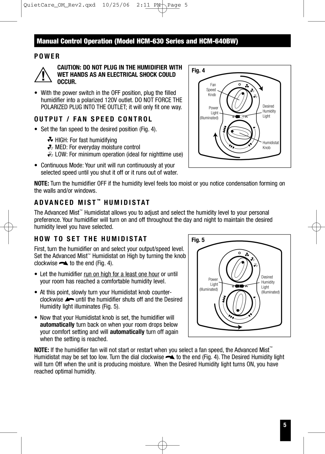 Honeywell Manual Control Operation Model HCM-630 Series and HCM-640BW, W E R, T P U T / F a N S P E E D C O N T R O L 