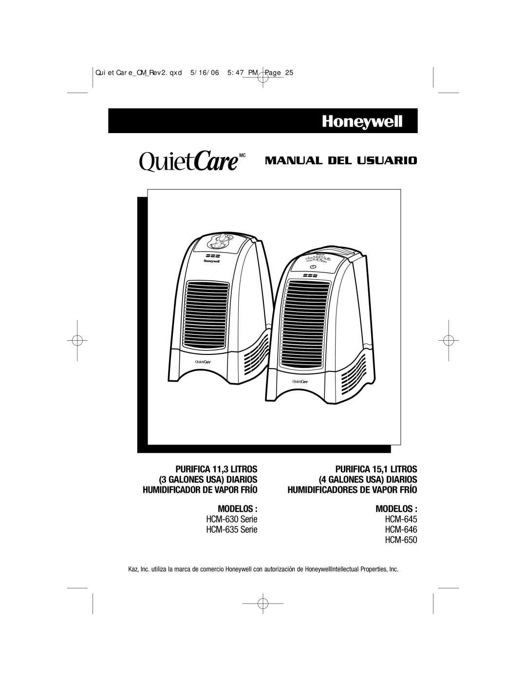 Honeywell HCM-646, HCM-650, HCM-645, HCM-640BW, HCM-635, HCM-630 owner manual Galones USA Diarios, Humidificadores DE Vapor Frío 