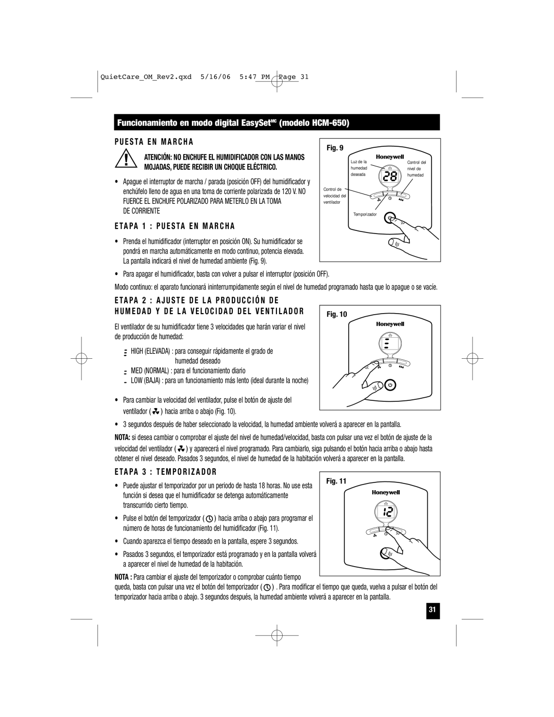 Honeywell HCM-646, HCM-645 Funcionamiento en modo digital EasySetMC modelo HCM-650, TA PA 3 T E M P O R I Z a D O R 