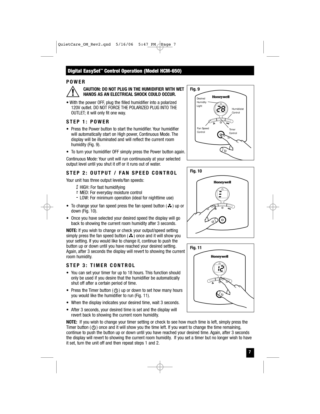 Honeywell HCM-646, HCM-650, HCM-645, HCM-640BW, HCM-635, HCM-630 owner manual E P 3 T I M E R C O N T R O L 