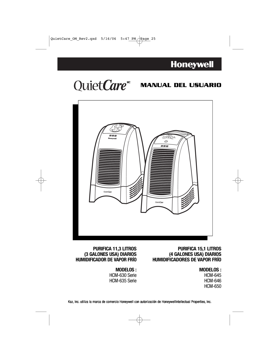 Honeywell HCM-646 Manual Del Usuario, PURIFICA 11,3 LITROS, PURIFICA 15,1 LITROS, Galones Usa Diarios, Modelos, HCM-645 