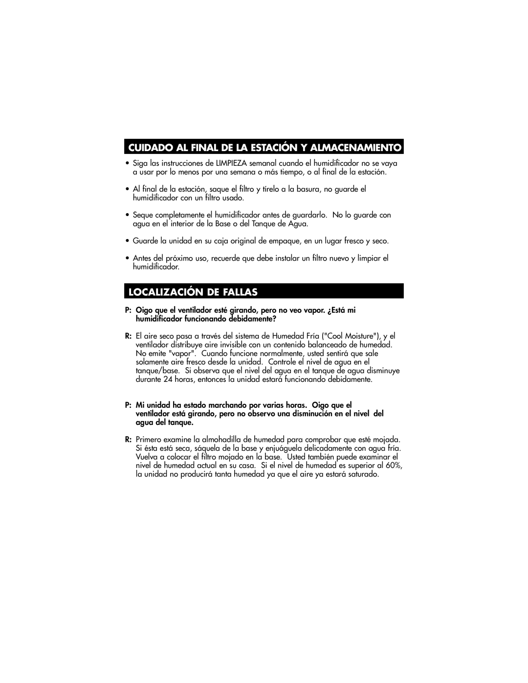 Honeywell HCM-890 owner manual Cuidado AL Final DE LA Estación Y Almacenamiento, Localización DE Fallas 