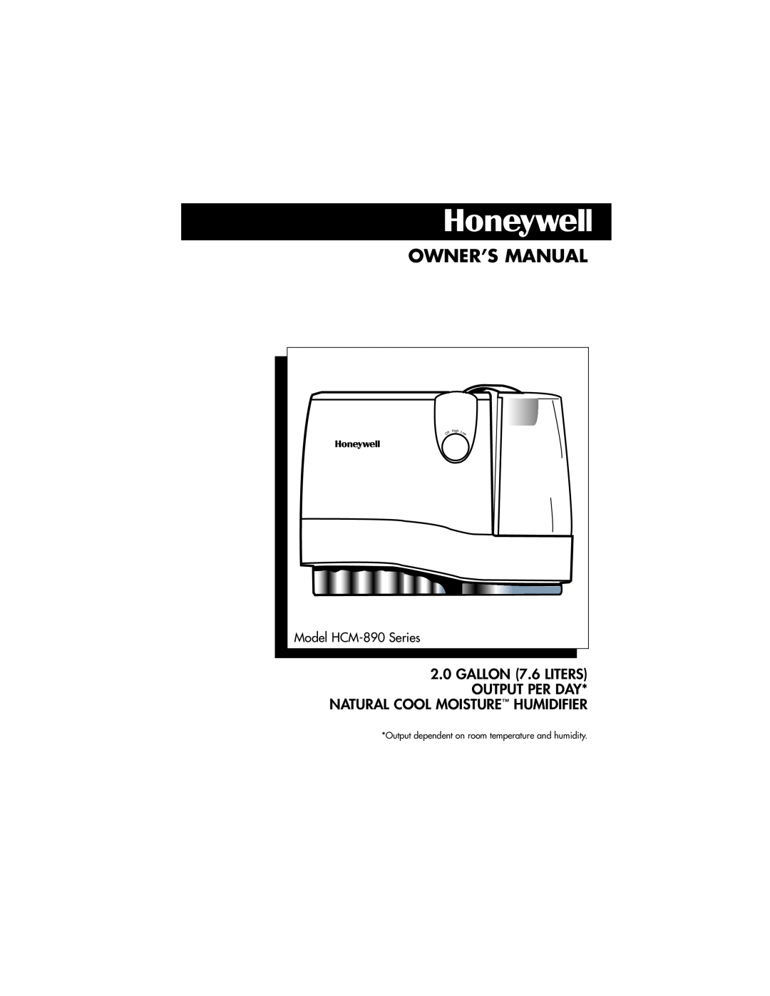 Honeywell owner manual Model HCM-890Series, Output dependent on room temperature and humidity, High 