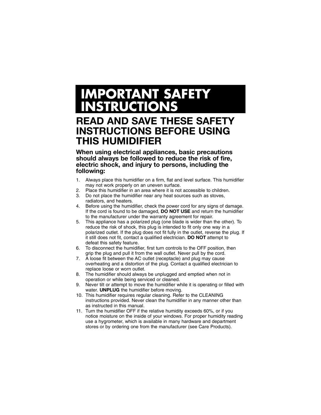 Honeywell HCM-890 owner manual Important Safety Instructions 