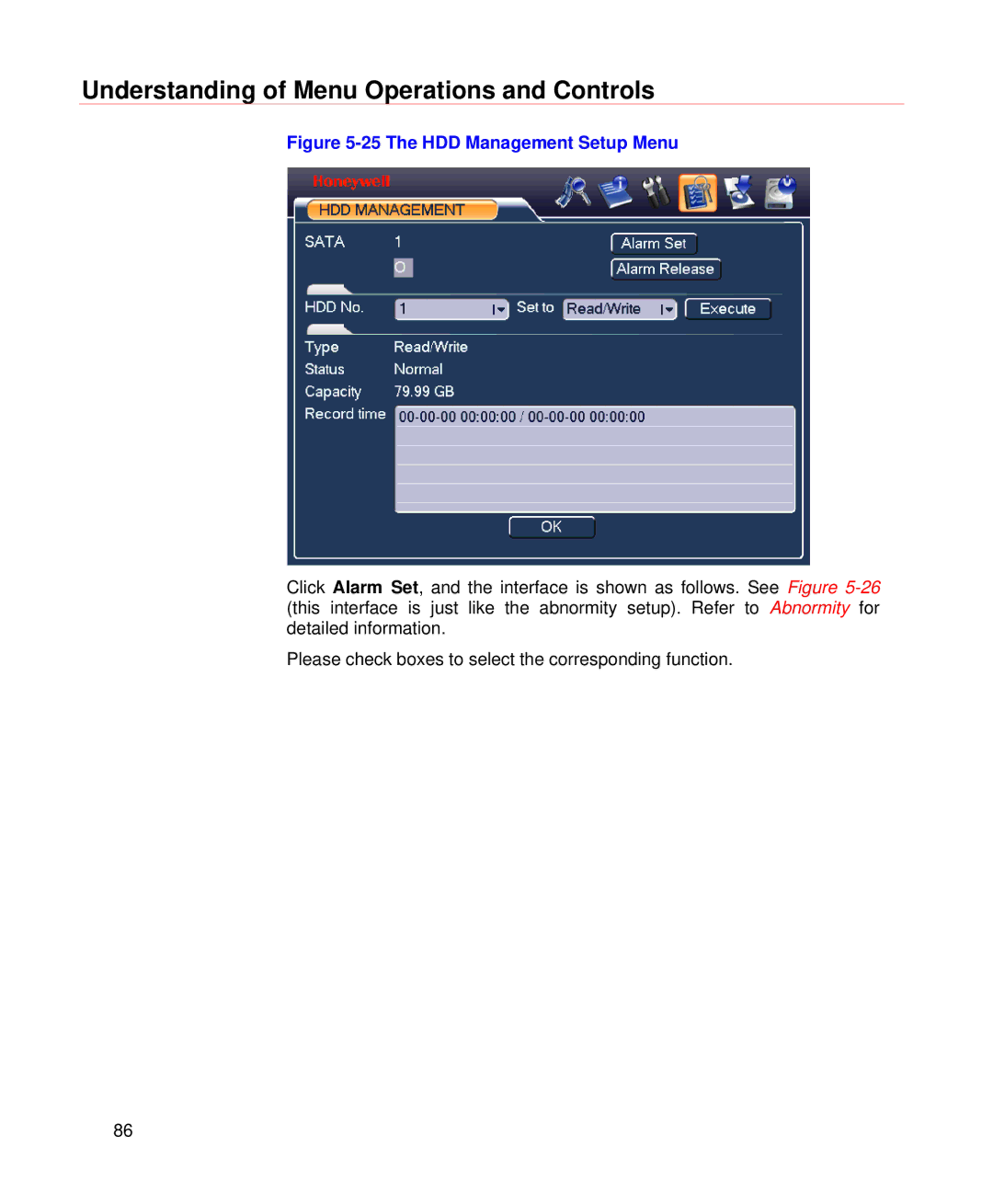 Honeywell HD-DVR-1008, HD-DVR-1004, HD-DVR-1016 user manual The HDD Management Setup Menu 