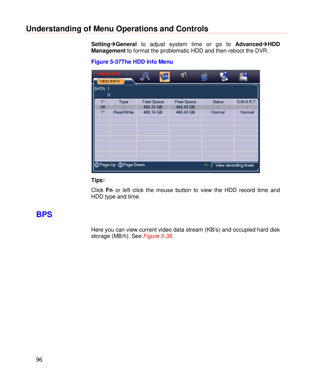 Honeywell HD-DVR-1016, HD-DVR-1004, HD-DVR-1008 user manual Bps 