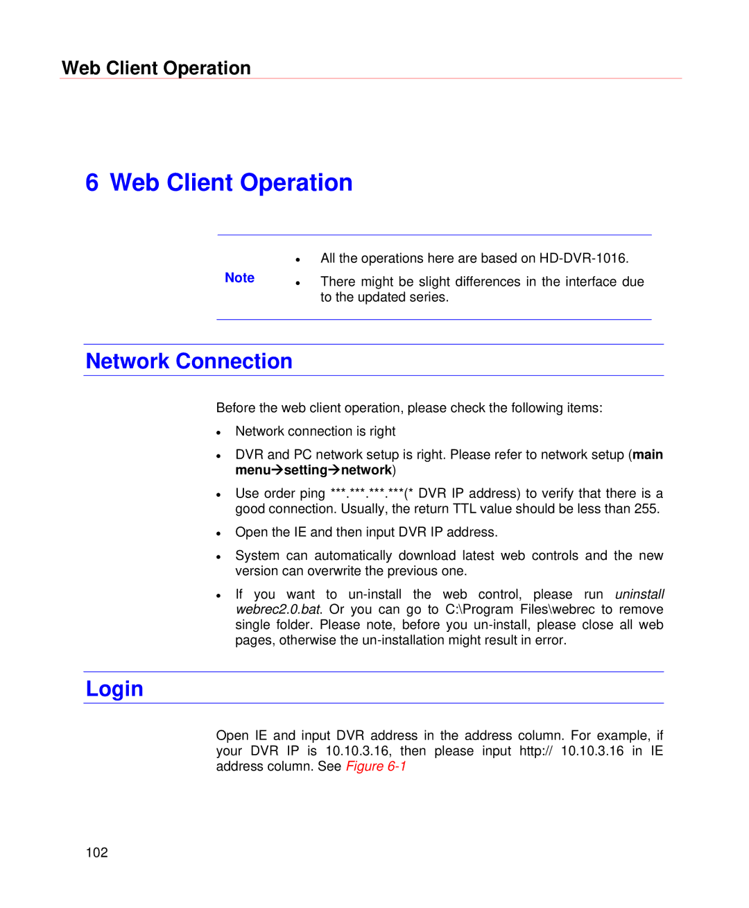 Honeywell HD-DVR-1016, HD-DVR-1004, HD-DVR-1008 user manual Network Connection, Login 