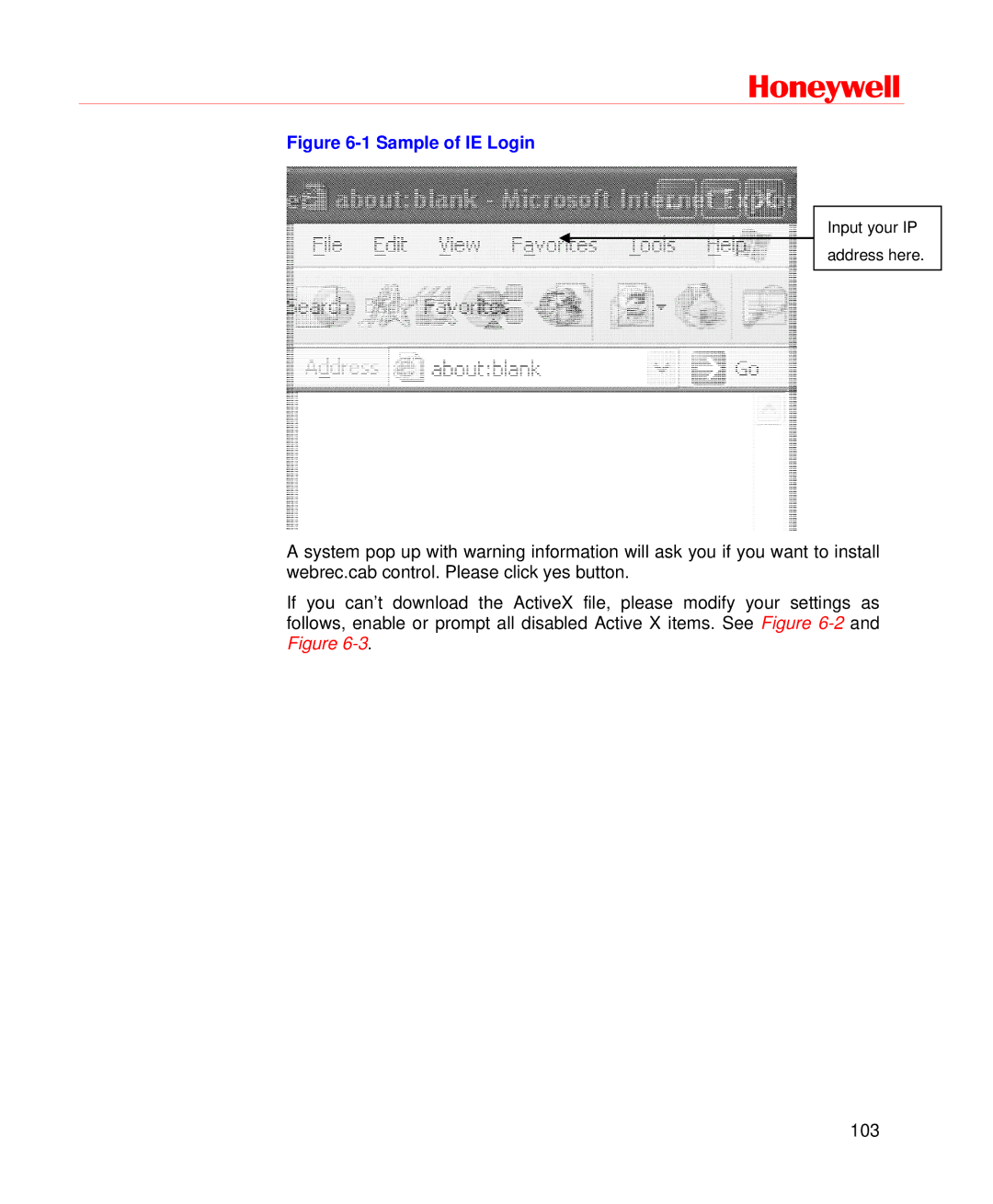 Honeywell HD-DVR-1004, HD-DVR-1008, HD-DVR-1016 user manual Sample of IE Login 