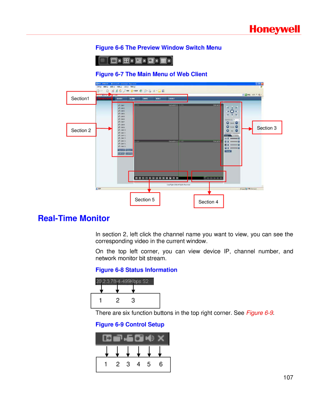 Honeywell HD-DVR-1008, HD-DVR-1004, HD-DVR-1016 user manual Real-Time Monitor, Preview Window Switch Menu 