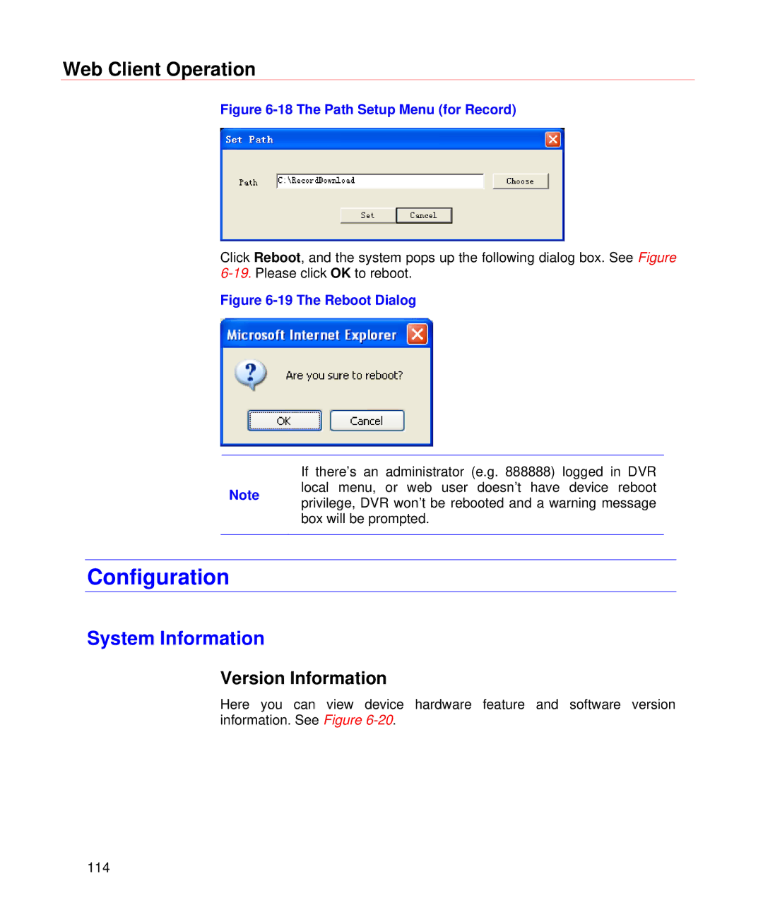 Honeywell HD-DVR-1016, HD-DVR-1004, HD-DVR-1008 user manual Configuration, System Information, Version Information 