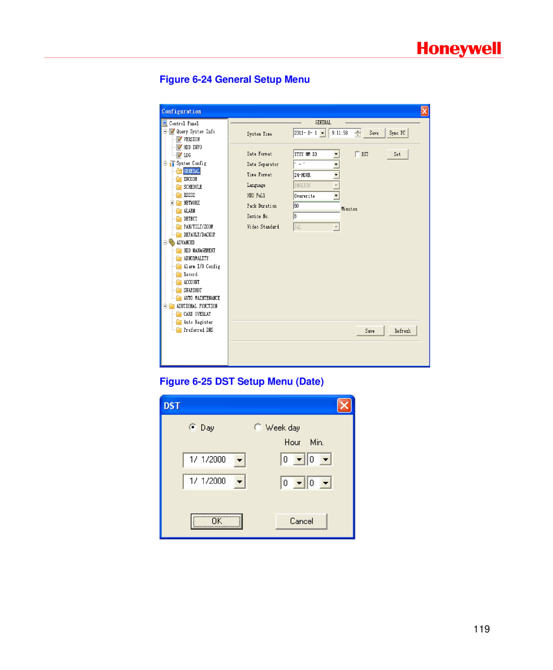 Honeywell HD-DVR-1008, HD-DVR-1004, HD-DVR-1016 user manual General Setup Menu 