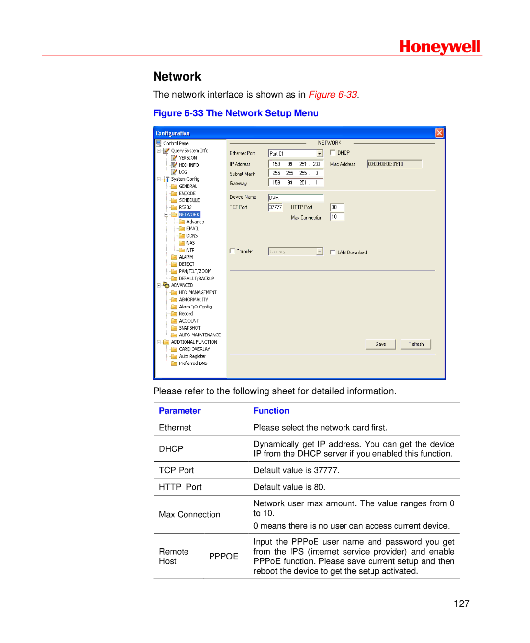 Honeywell HD-DVR-1004, HD-DVR-1008, HD-DVR-1016 user manual Network, Dhcp 