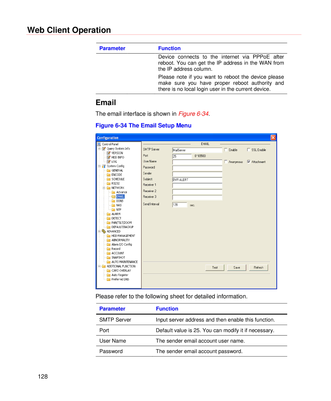 Honeywell HD-DVR-1008, HD-DVR-1004, HD-DVR-1016 user manual The Email Setup Menu 