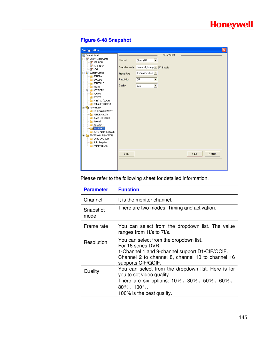 Honeywell HD-DVR-1004, HD-DVR-1008, HD-DVR-1016 user manual Snapshot 