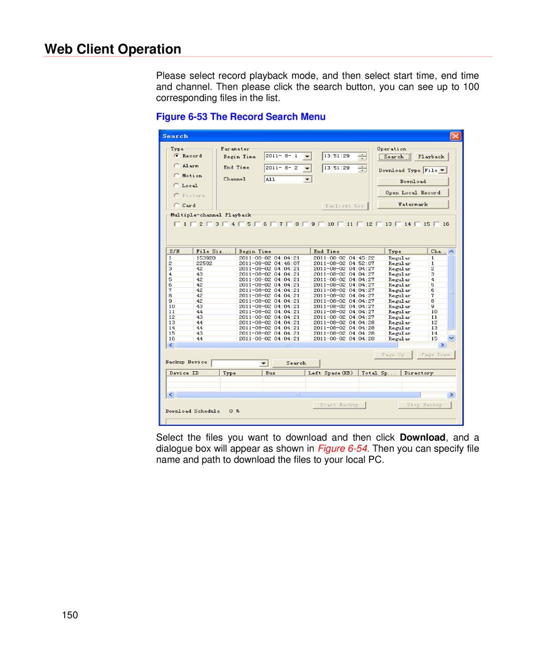 Honeywell HD-DVR-1016, HD-DVR-1004, HD-DVR-1008 user manual The Record Search Menu 