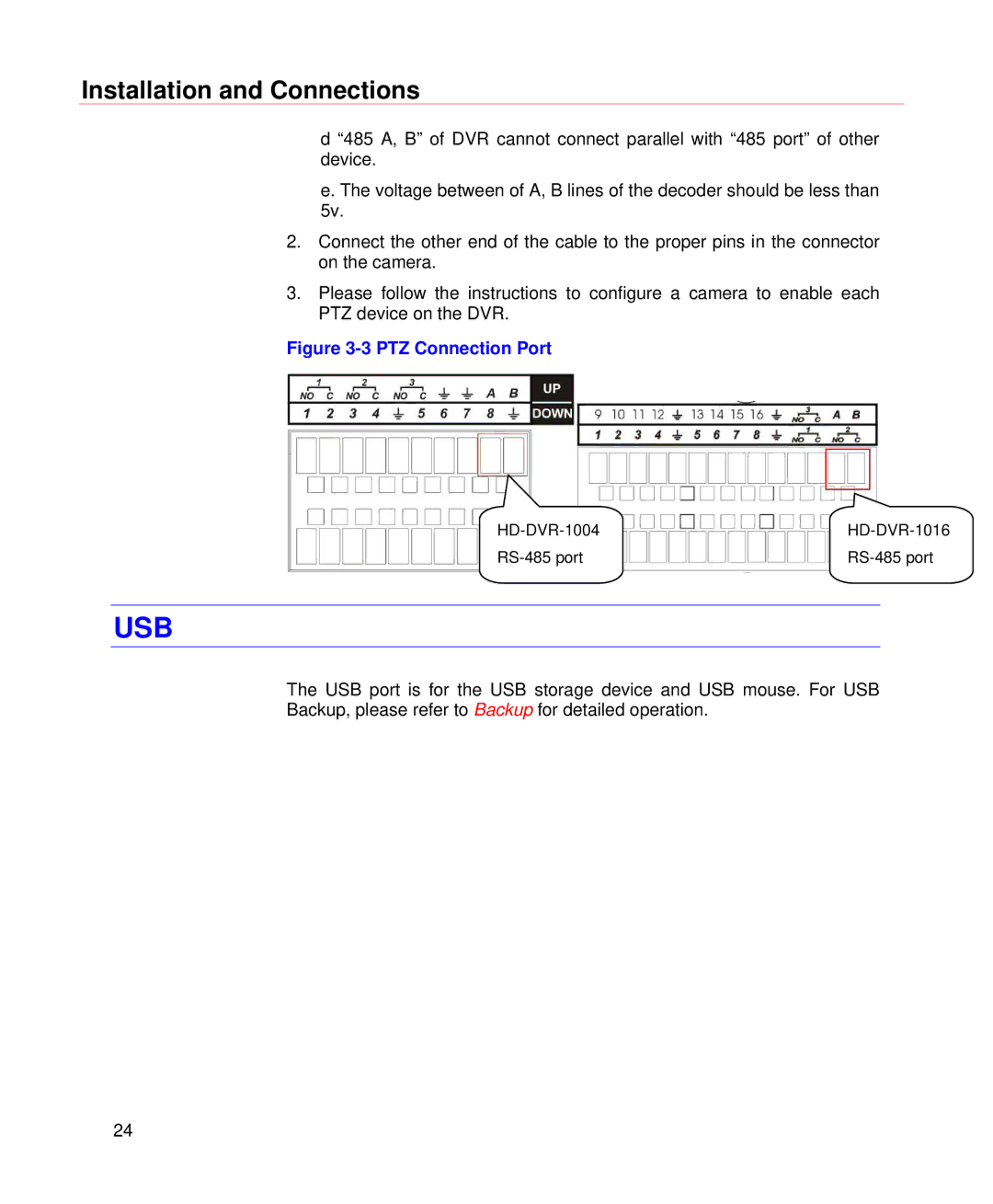 Honeywell HD-DVR-1016, HD-DVR-1004, HD-DVR-1008 user manual Usb 