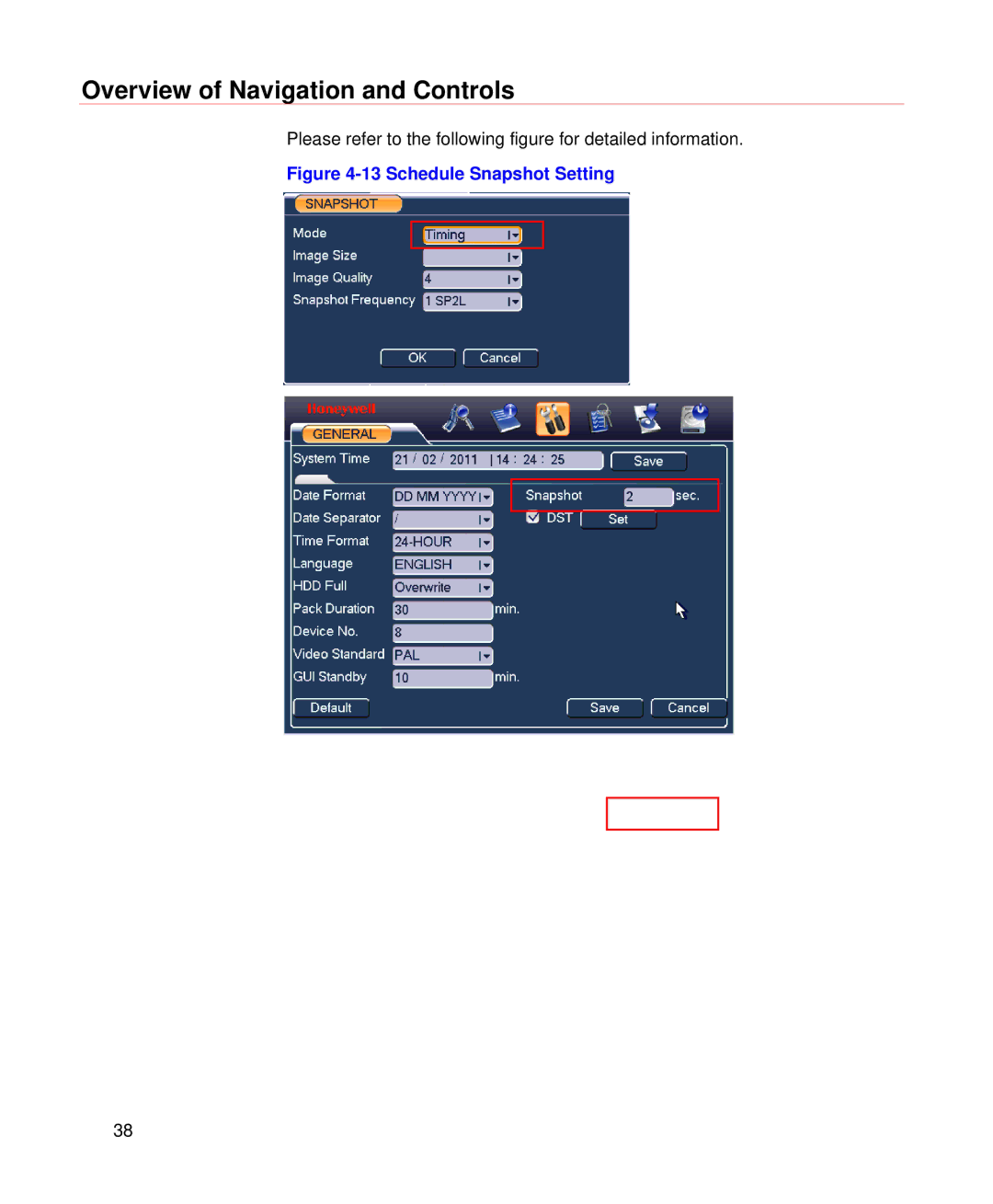 Honeywell HD-DVR-1008, HD-DVR-1004, HD-DVR-1016 user manual Schedule Snapshot Setting 