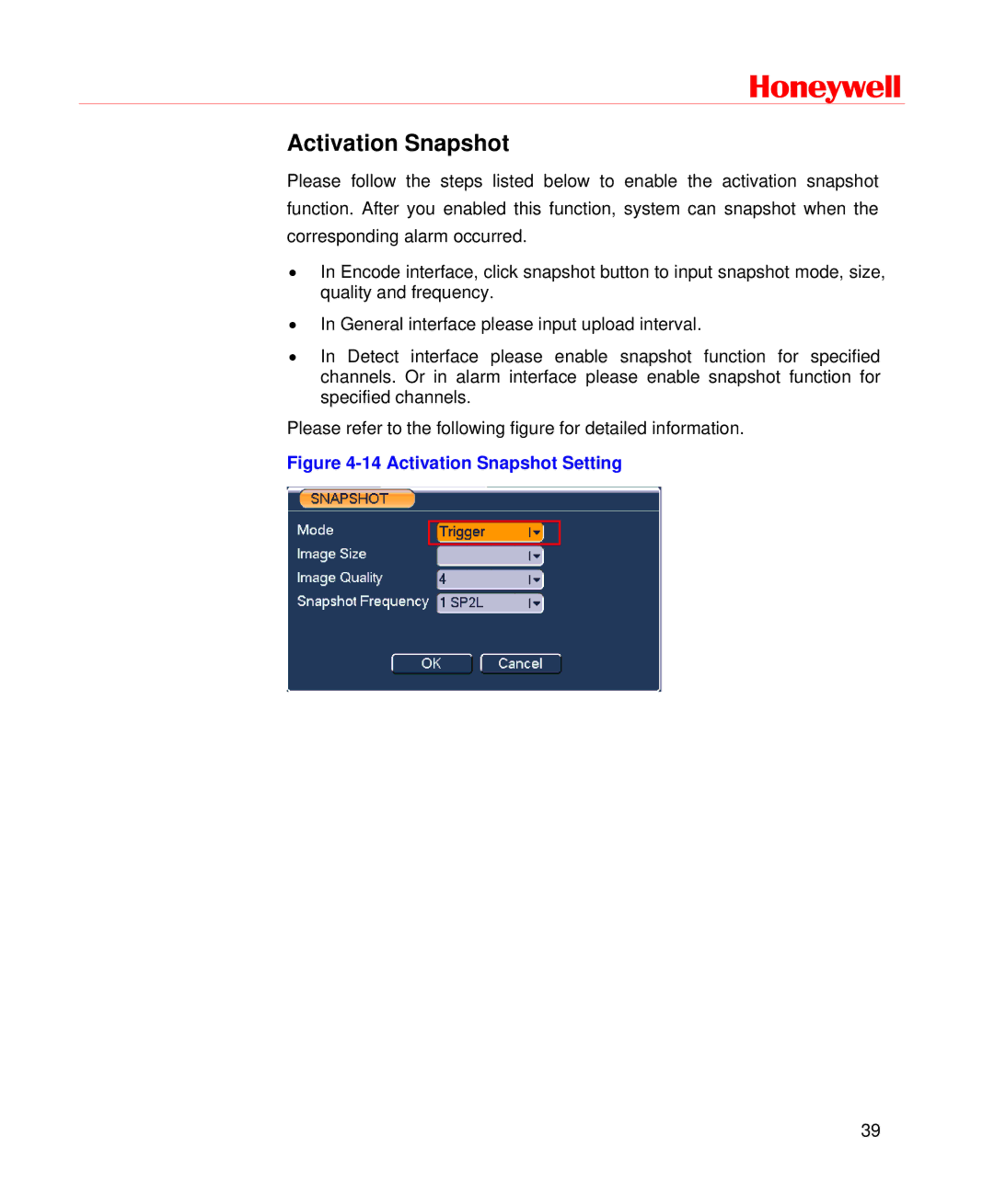 Honeywell HD-DVR-1016, HD-DVR-1004, HD-DVR-1008 user manual Activation Snapshot Setting 