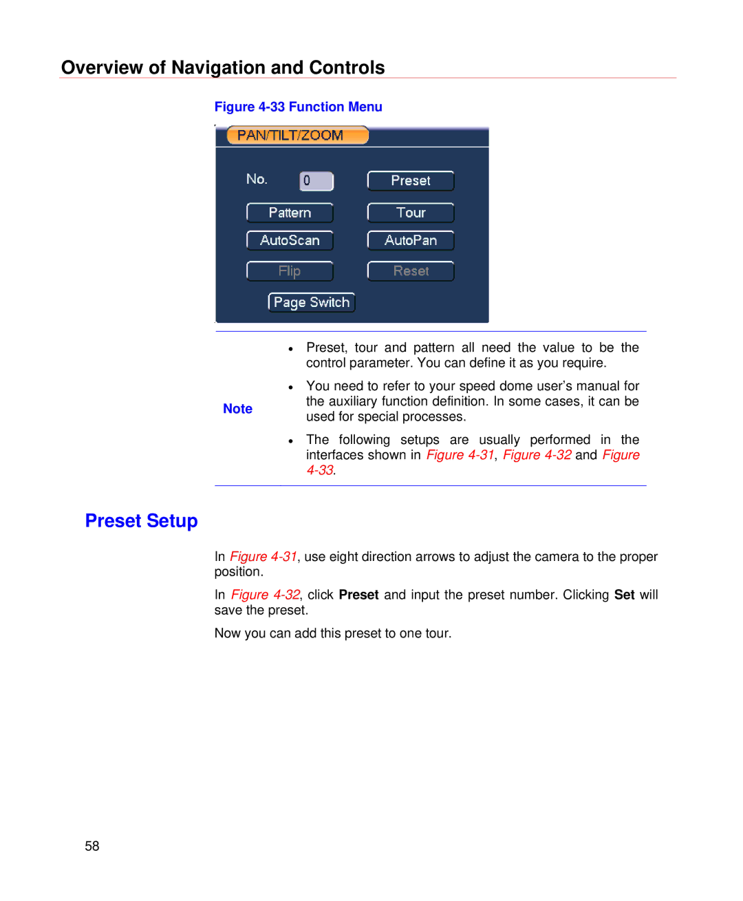 Honeywell HD-DVR-1004, HD-DVR-1008, HD-DVR-1016 user manual Preset Setup, Function Menu 