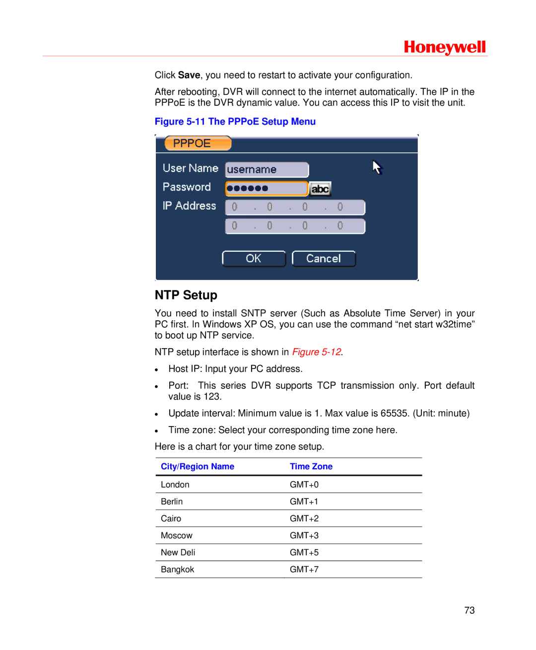 Honeywell HD-DVR-1004, HD-DVR-1008, HD-DVR-1016 user manual NTP Setup, The PPPoE Setup Menu 