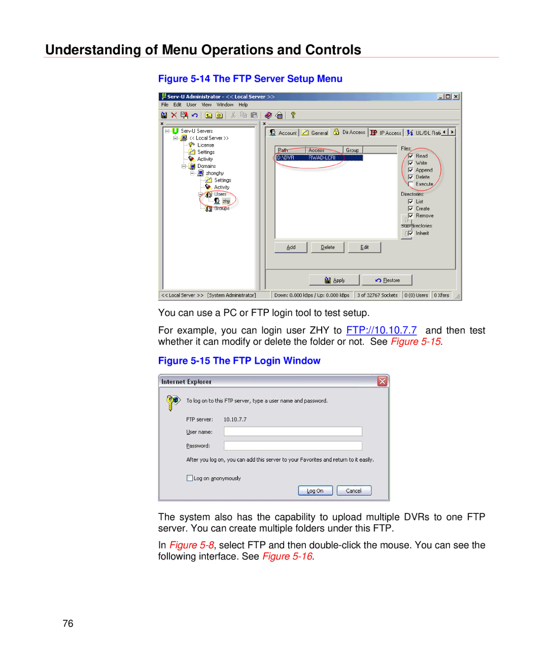 Honeywell HD-DVR-1004, HD-DVR-1008, HD-DVR-1016 user manual The FTP Server Setup Menu 