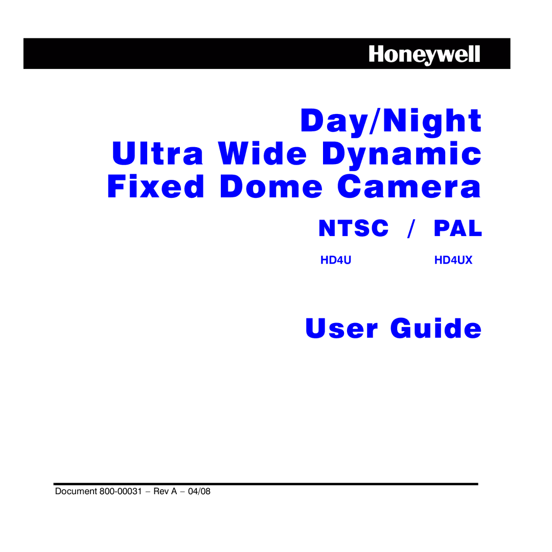 Honeywell HD4UX manual Day/Night Ultra Wide Dynamic Fixed Dome Camera 