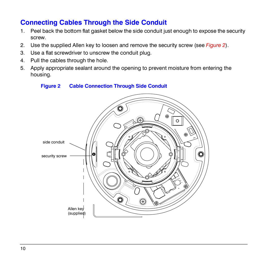 Honeywell HD4UX manual Connecting Cables Through the Side Conduit, Cable Connection Through Side Conduit 