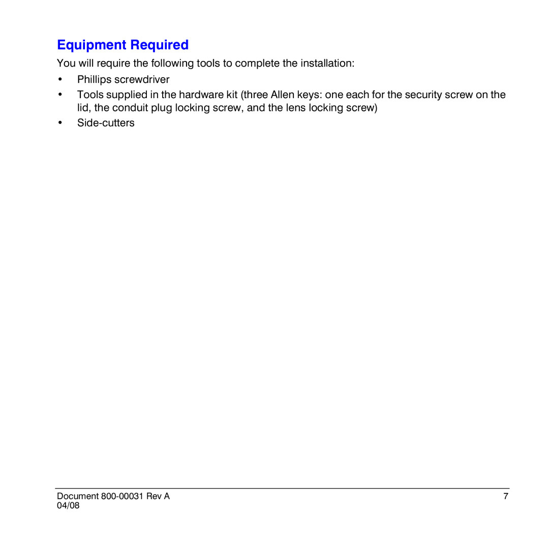 Honeywell HD4UX manual Equipment Required 