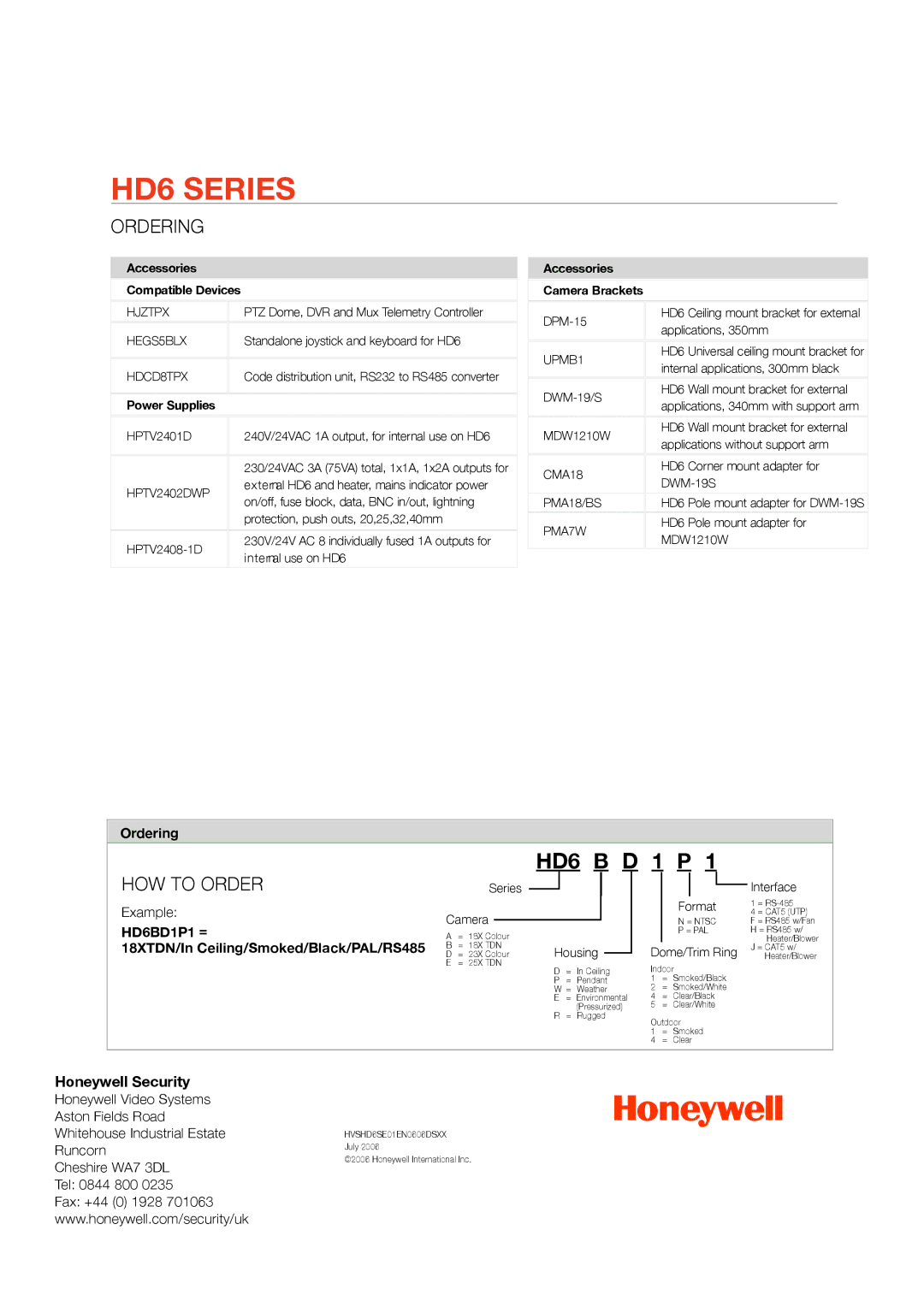 Honeywell HD6 manual Ordering, HOW to Order, Example 