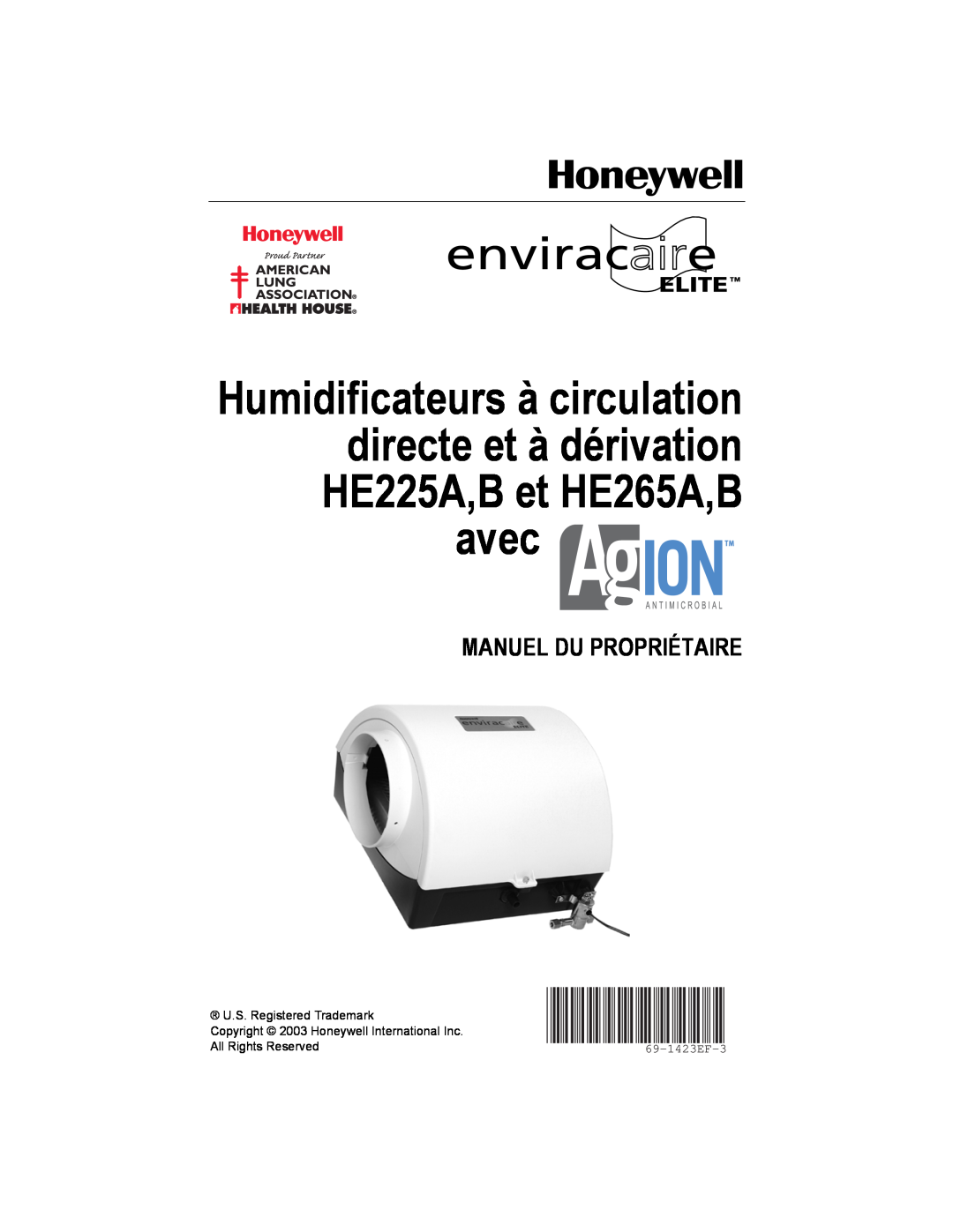 Honeywell B, HE225A, HE265A manual Manuel Du Propriétaire, 69-1423EF-3 