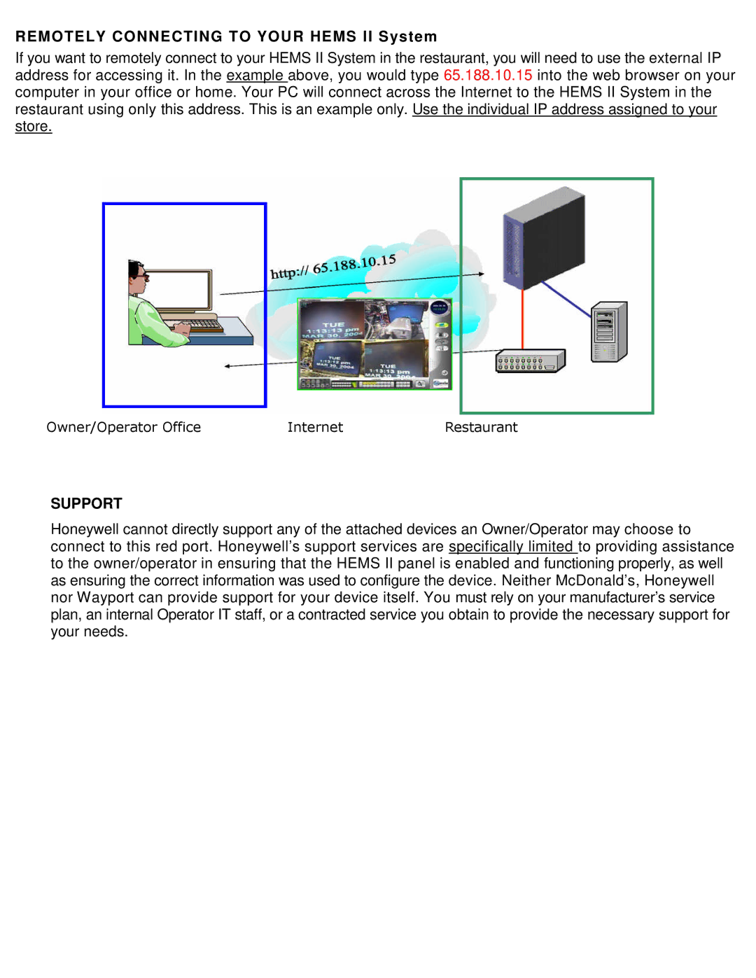 Honeywell HEMS II manual Remotely Connecting to Your Hems II System, Support 