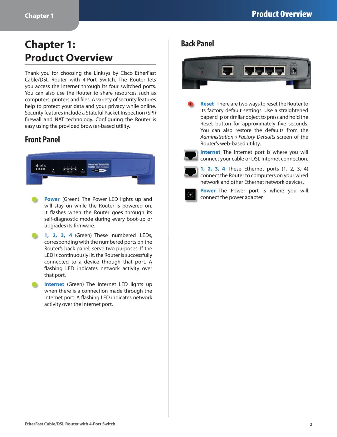 Honeywell HEMS II manual Front Panel, Back Panel 