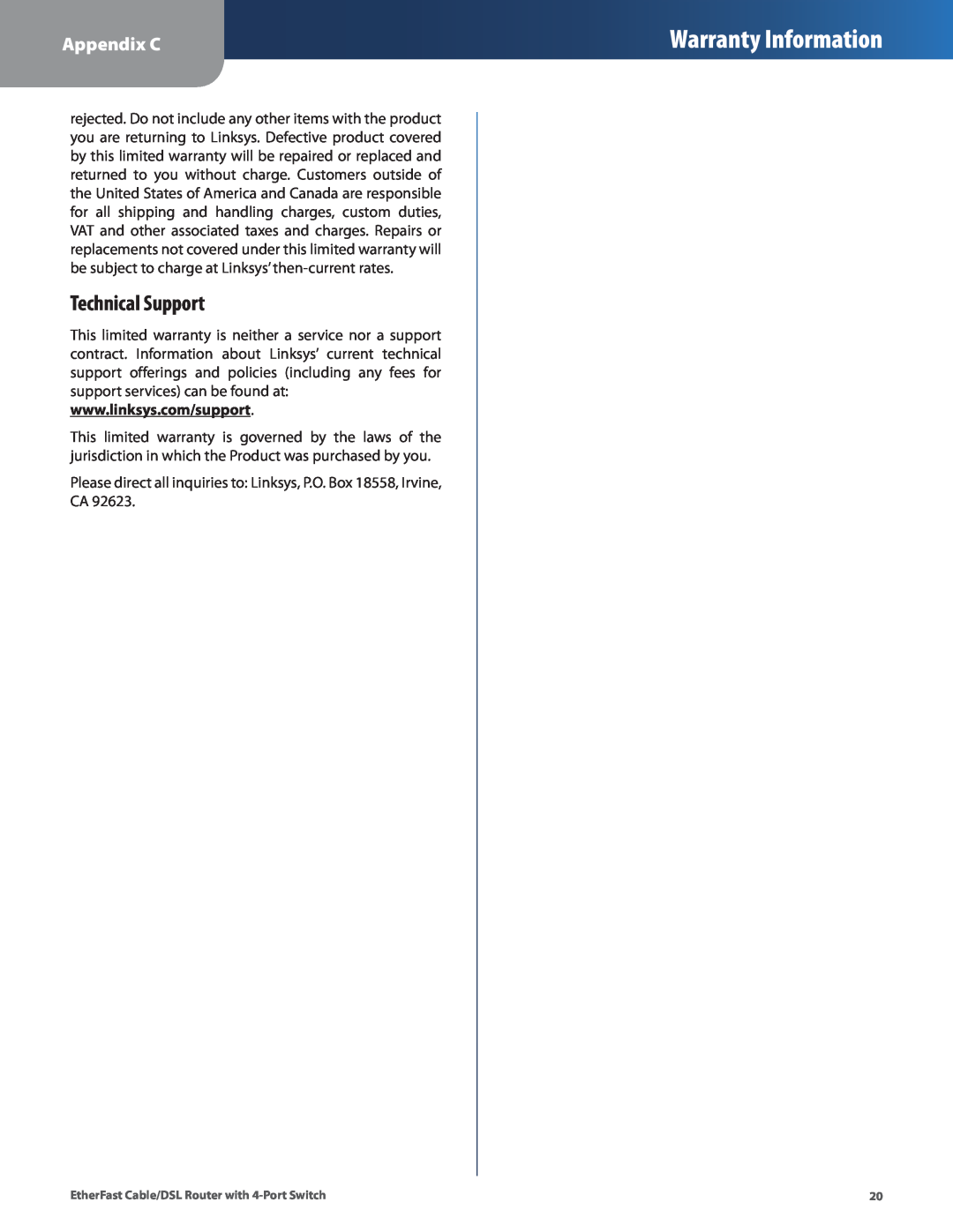 Honeywell HEMS II manual Technical Support, Warranty Information, Appendix C 