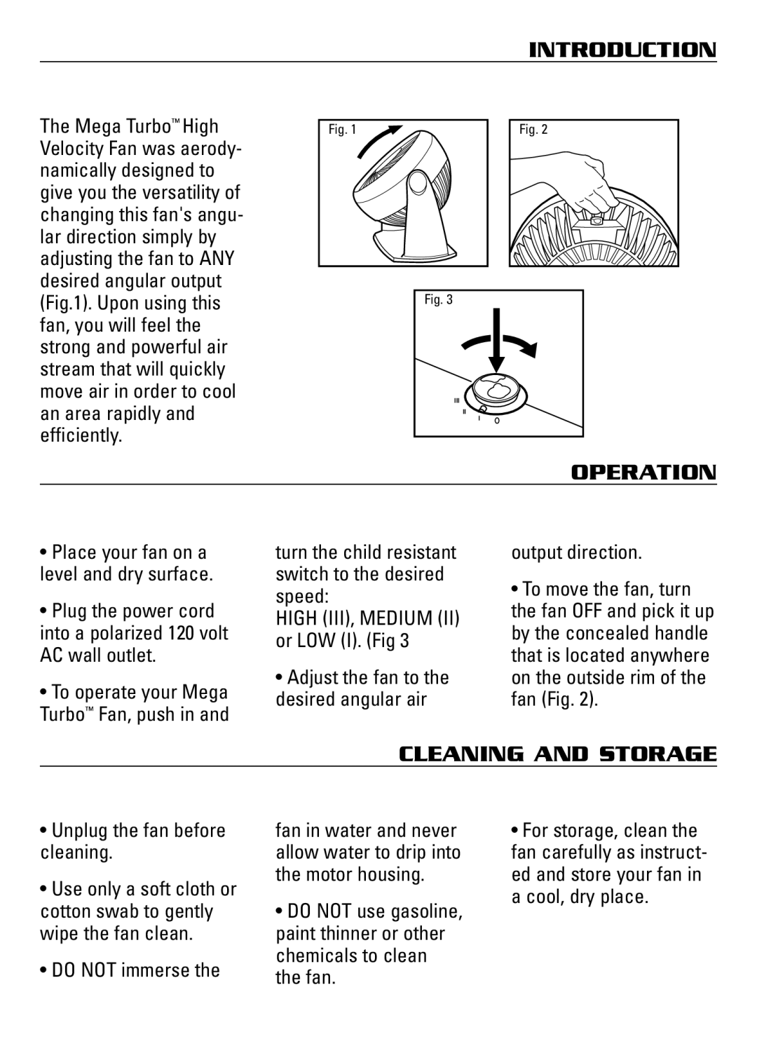 Honeywell HF-810 owner manual Introduction, Operation, Cleaning and Storage 