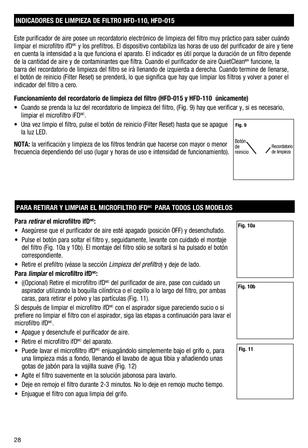 Honeywell HFD110 Indicadores DE Limpieza DE Filtro HFD-110, HFD-015, Para retirar el microfiltro ifDMC 