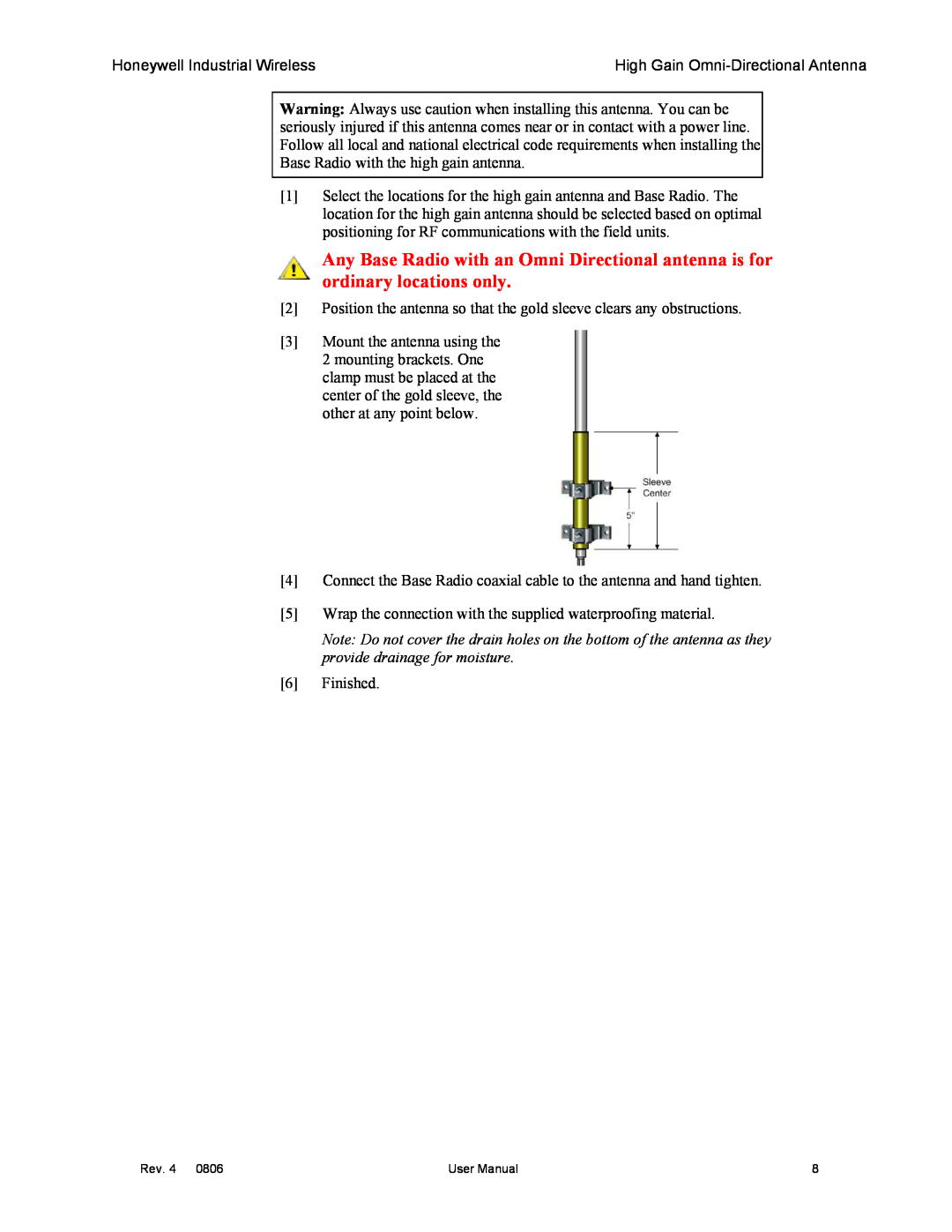 Honeywell High Gain Omni Directional Antenna manual 6Finished 