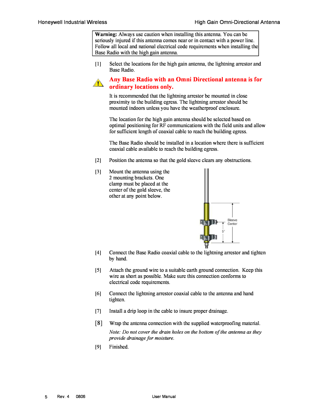 Honeywell High Gain Omni Directional Antenna manual 9Finished 