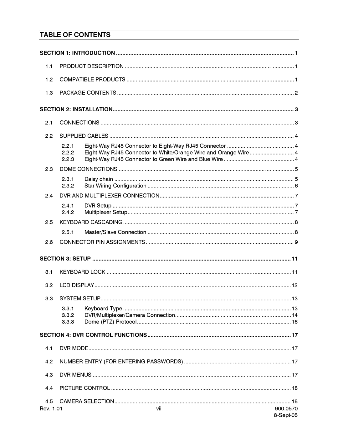 Honeywell HJZTPX user manual Table of Contents 