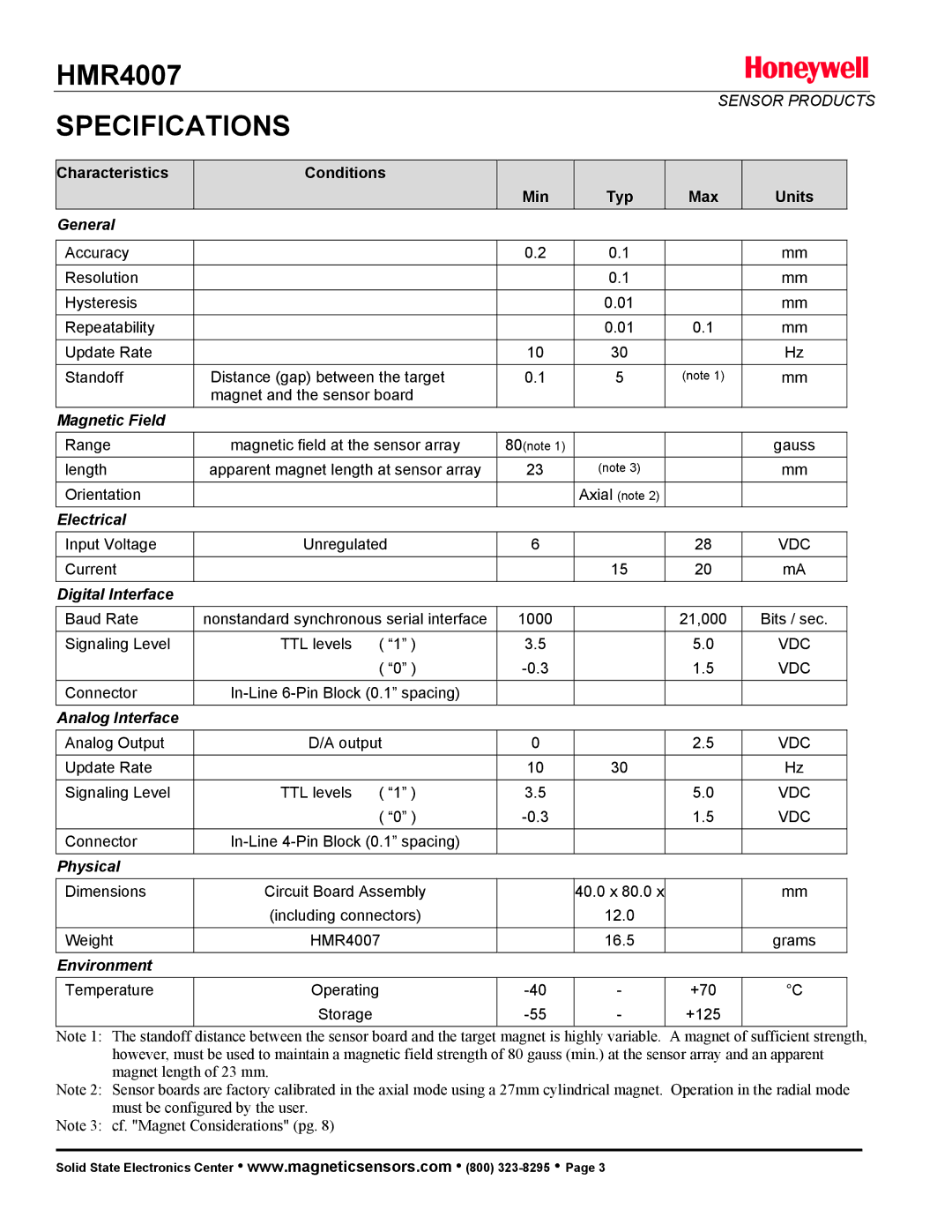 Honeywell HMR4007 manual Specifications 