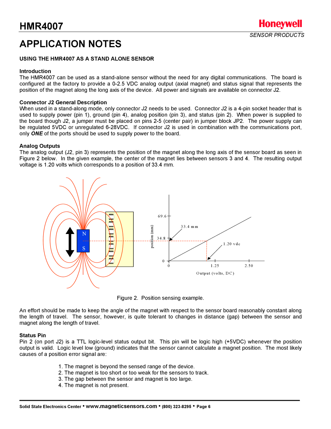 Honeywell manual Application Notes, Using the HMR4007 AS a Stand Alone Sensor 