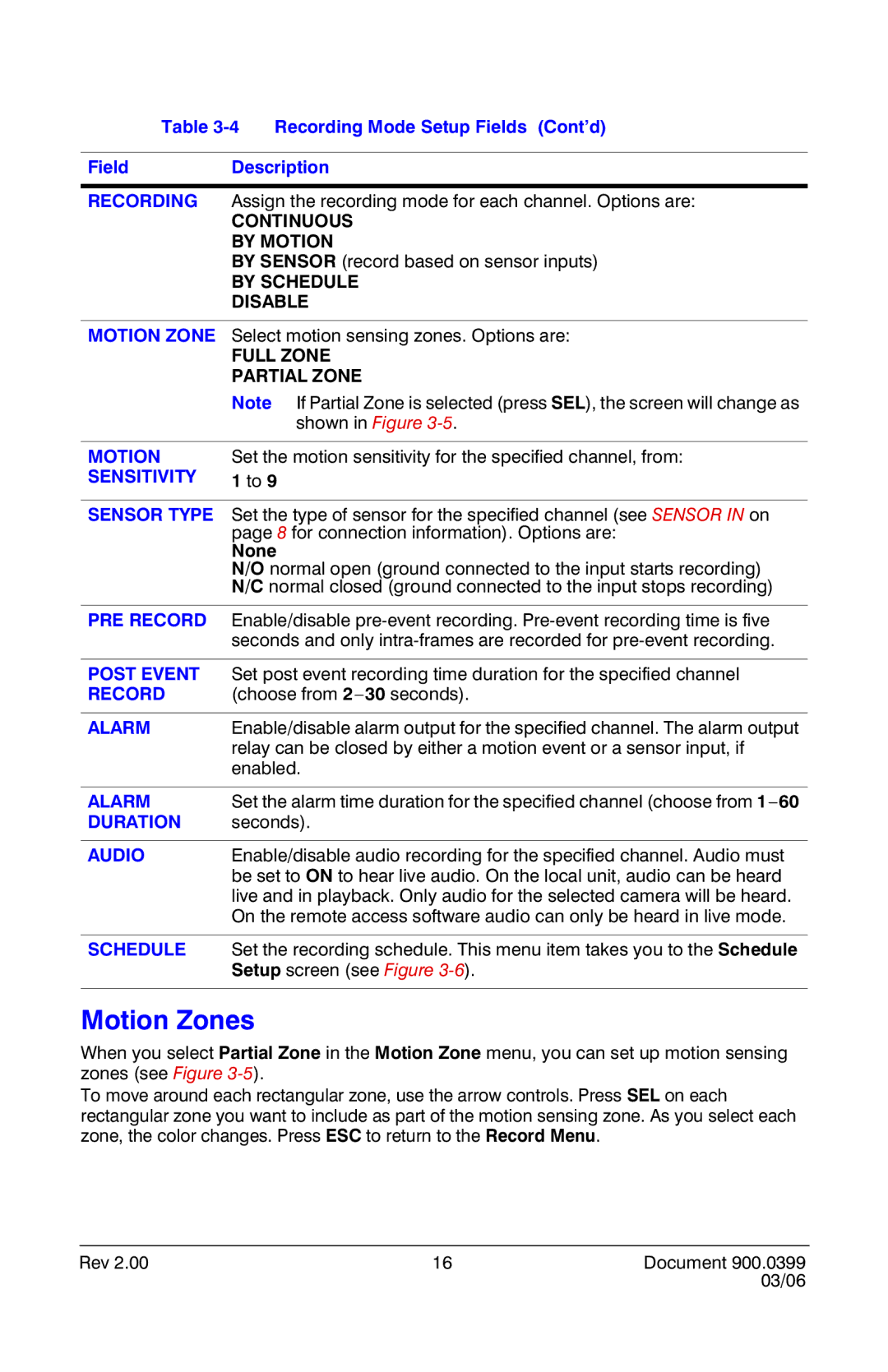 Honeywell HRDE4X4 manual Motion Zones 