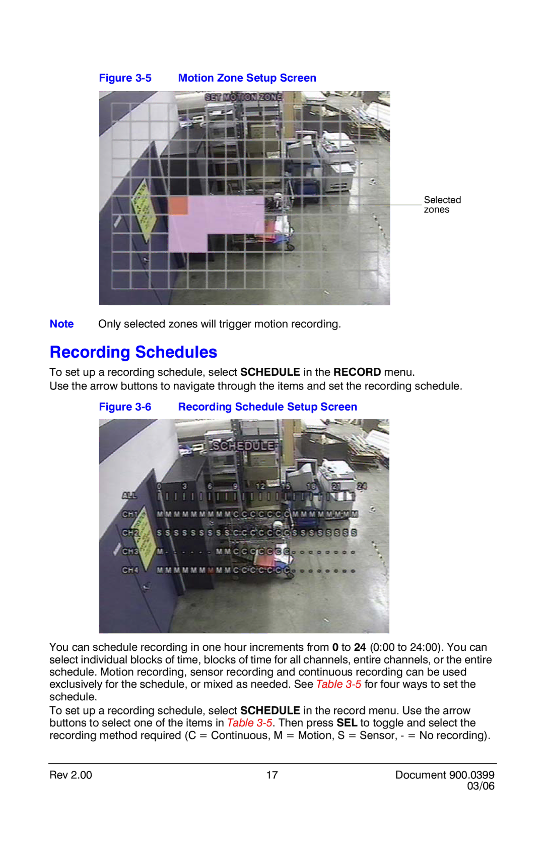 Honeywell HRDE4X4 manual Recording Schedules, Motion Zone Setup Screen 