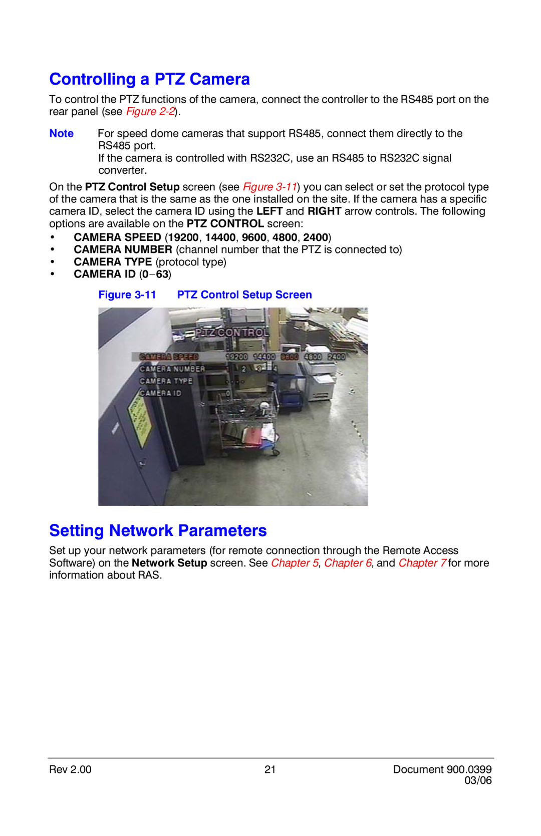 Honeywell HRDE4X4 manual Controlling a PTZ Camera, Setting Network Parameters 